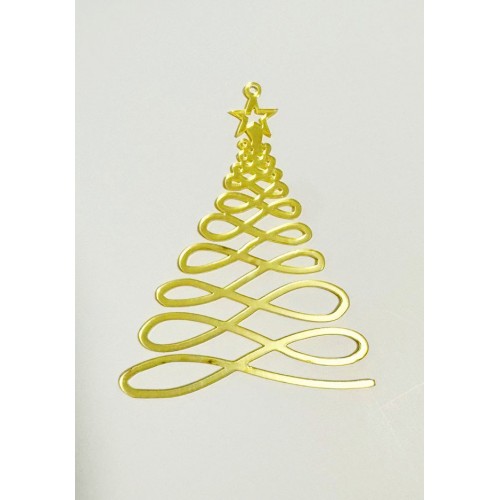 Золотое акриловое украшение на елку "Ёлочка 5", 100*70мм